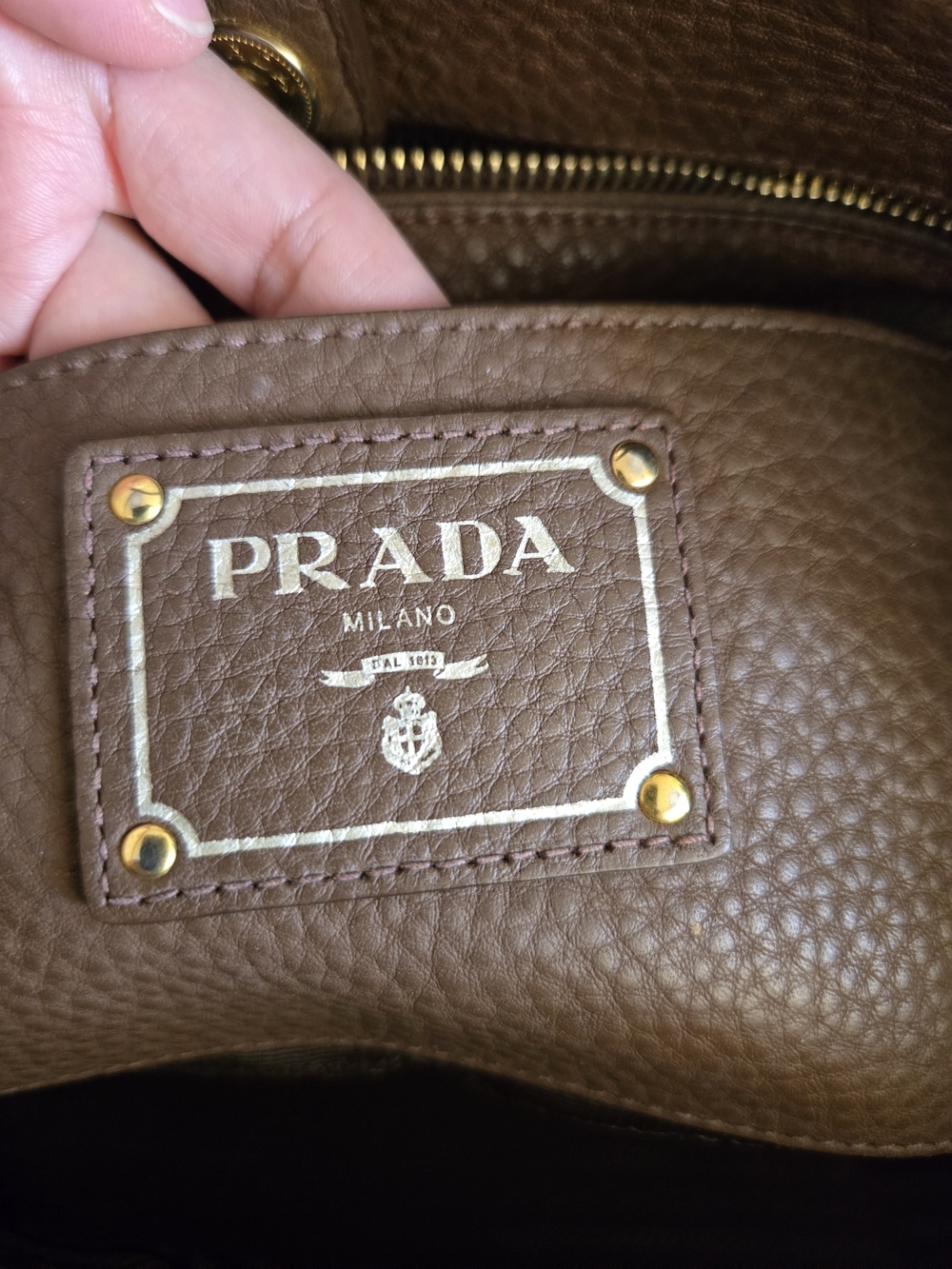 Prada Brown Leather Top-Handle Tote - Picture 7 of 9